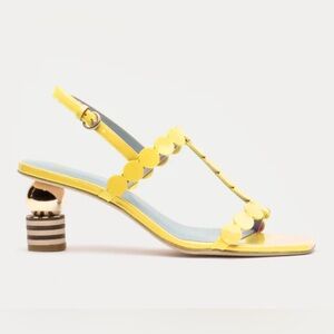 Frances Valentine Kiki Mini Dot Yellow Heels NIB 9